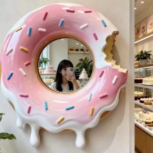 creative bagel & donut bread shape round resin sculpture wall decor hand painted model for photo shoots & cake/bakery shops