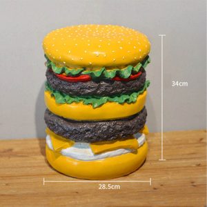 Ins Burger Model Resin Chair Abstract Sculpture Hand-painted Creative Shoe Changing Stool Ornament for Living Room Home Decor