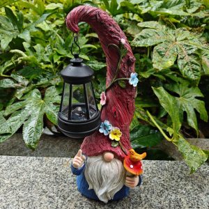 christmas solar night light elf dwarf statue artistic sculpted resin crafts for entrance courtyard ornament for garden decor