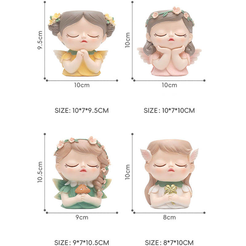 cute prayer girl resin desktop flower pot fairy princess flower pot home garden desk decoration bonsai gift for friends