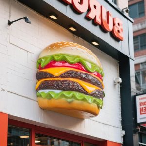 life size hamburger model fiberglass sculpture bakery decor shop front illuminated wall light box wall hanging resin crafts