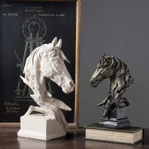 classic black white horse head sculpture scandinavian style ornaments living room vintage resin crafts office decoration