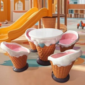 large ice cream chair artistic hand painted resin sculpture outdoor leisure sitting bench for dessert shop