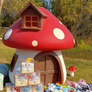 life size mushroom themed resin sculpture hand painted artistic design for outdoor park amusement park scenic area landscape