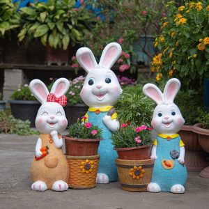 garden decoration rabbit statue resin hand painted figurine creative plant pots sculpture for kindergarten outdoor home decor no reviews yet