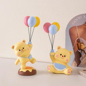 Popular Hand-painted Resin Balloon Bear Sculpture Creative Cute Butter Bear Tray Living Room Porch Home Decorations