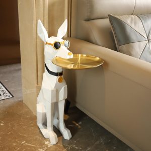 doberman with glasses resin sculpture hand painted large floor ornament for home decor housewarming gift