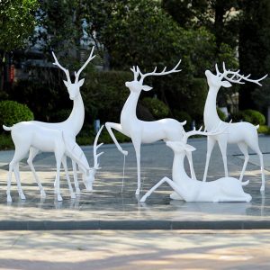 ife size sika deer sculpture animal resin statues outdoor landscape garden decor shopping mall large floor standing ornaments
