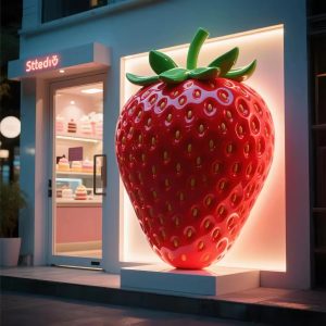 life size strawberry vegetable sculpture durian lychee large floor standing ornaments fruit store door decoration