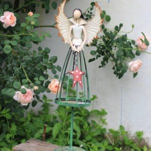 european style retro distressed wrought iron ornament cute little girl floor decoration creative balcony garden outdoor decor