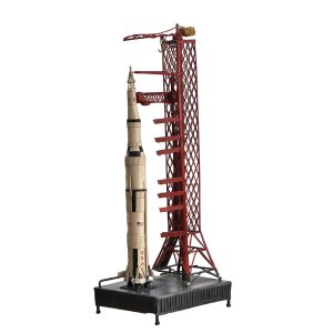 Apollo Saturn V Rocket Launch Tower Model Vintage Metal Desktop Ornament Aerospace Collectible Creative Gift Living Room Decor