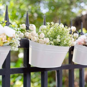 Hanging Oval Planters With Drainage Holes Colorful Wrought-Iron Planters Wall-Mounted Succulent Planters for Balconies Railings