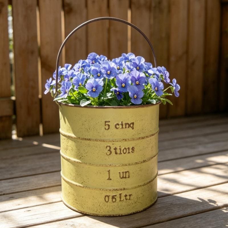 French-Style Vintage Distressed Metal Flower Pot Creative Patterned Flower Bucket Balcony Garden Decor Gardening Accessory - Image 4