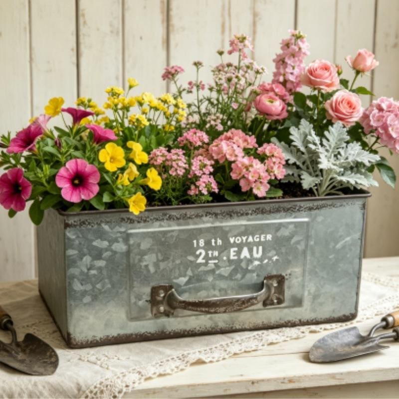 Rectangular Drawer-Style Wrought Iron Flower Pot Succulent Planter Box Garden Balcony Decoration Gardening Supplies Storage - Image 4