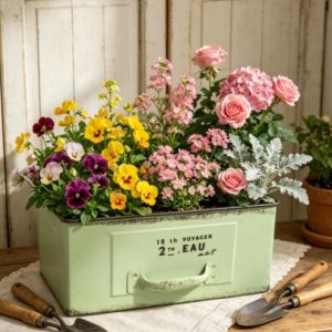 Rectangular Drawer-Style Wrought Iron Flower Pot Succulent Planter Box Garden Balcony Decoration Gardening Supplies Storage