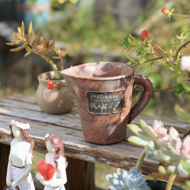 Retro European-Style Cement Flower Pots Distressed Coffee Cups Flower Buckets Classic Small Flower Pots Creative Garden Decor - Image 6