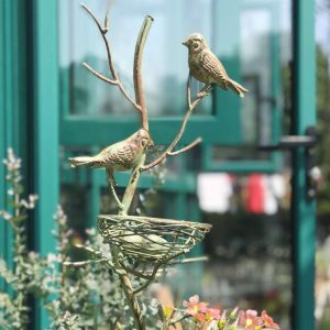 Retro Wrought Iron Floor-Standing Bird's Nest Creative Metal Bracket Outdoor Courtyard Garden Decoration Wholesale Metal Crafts