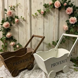 New French Style Solid Wood Desktop Trolley Flower Pot Flower Stand Garden Balcony Landscape Ornament Creative Wooden Handicraft