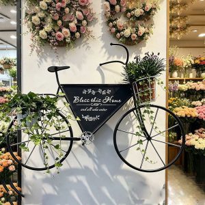 Hot-Selling New Wall-Mounted Flower Stand Decoration Wrought Iron Bicycle Flower Pot Rack Garden Outdoor Decorative Ornament