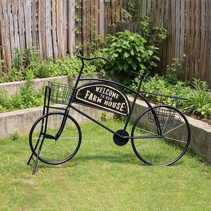 European-Style Wrought Iron Bicycle Flower Pot Stand Outdoor Garden Floor-Standing Flower Stand Simple Green Plant Decoration - Image 6