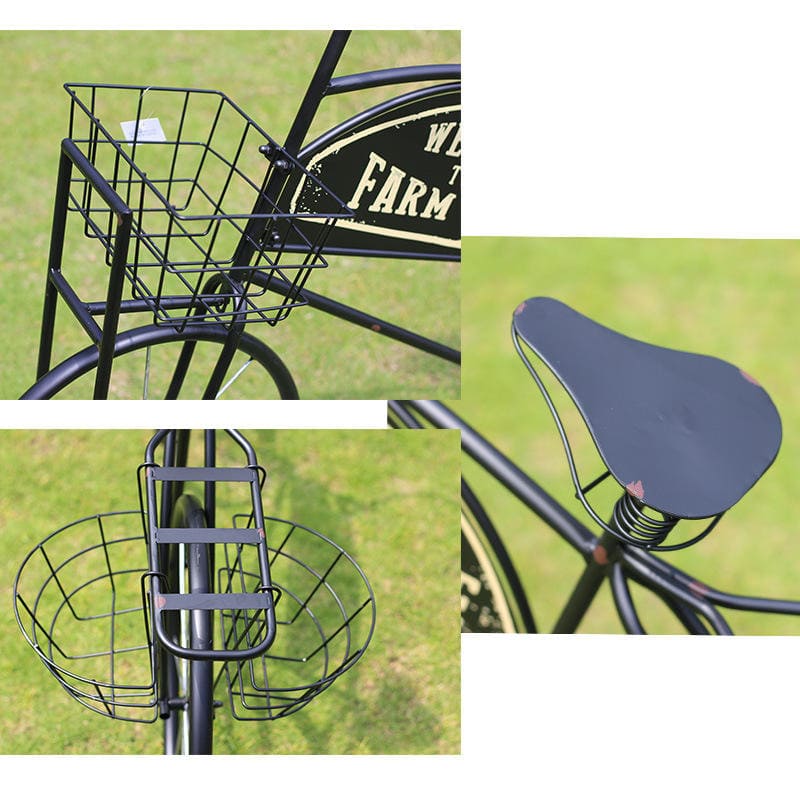 European-Style Wrought Iron Bicycle Flower Pot Stand Outdoor Garden Floor-Standing Flower Stand Simple Green Plant Decoration - Image 5