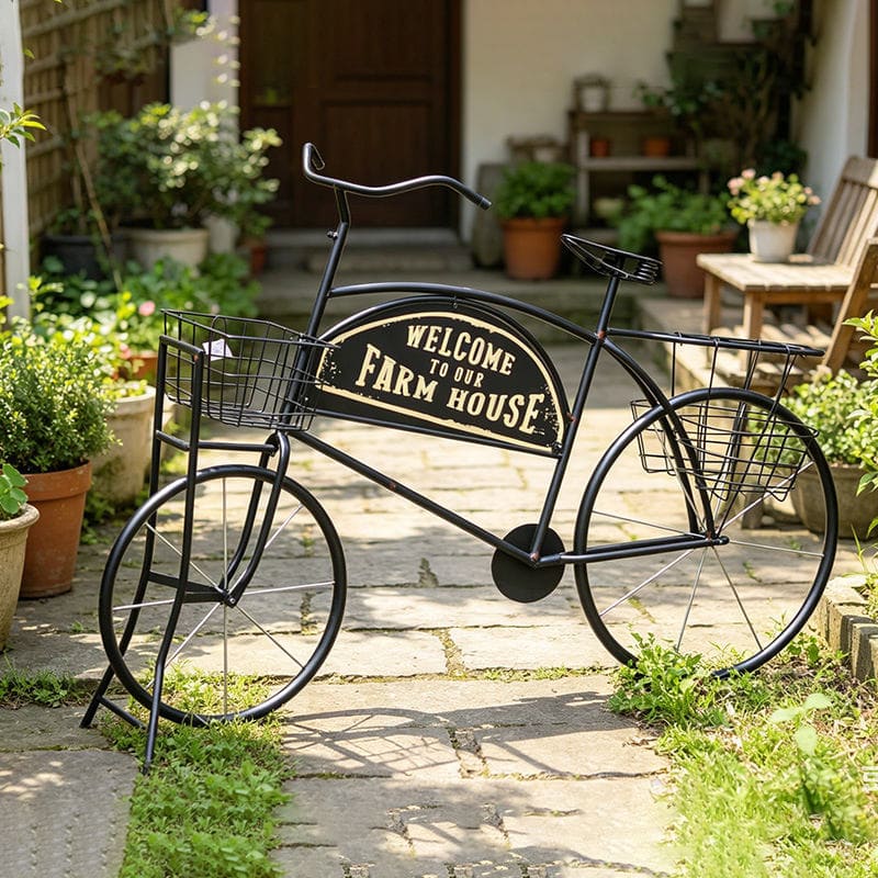 European-Style Wrought Iron Bicycle Flower Pot Stand Outdoor Garden Floor-Standing Flower Stand Simple Green Plant Decoration