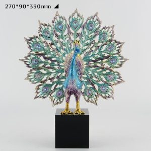 3D Peacock Ornament Metal Animal Figurine Zinc Alloy Decorative Piece Decor for Living Room TV Console Wine Cabinet Metal Craft