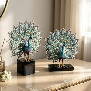 3D Peacock Ornament Metal Animal Figurine Zinc Alloy Decorative Piece Decor for Living Room TV Console Wine Cabinet Metal Craft