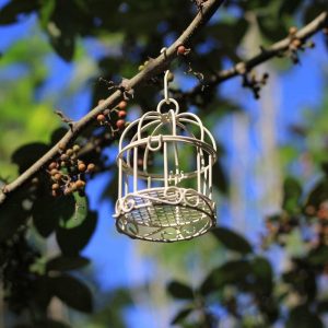 Miniature Metal Birdcage Openwork Iron Decorative Piece Diy Hanging Ornament for Garden Plants Creative Prop Hanging Metal Craft